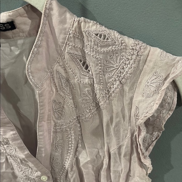 Express Cap Sleeve mauve Button Down Blouse - Picture 3 of 5